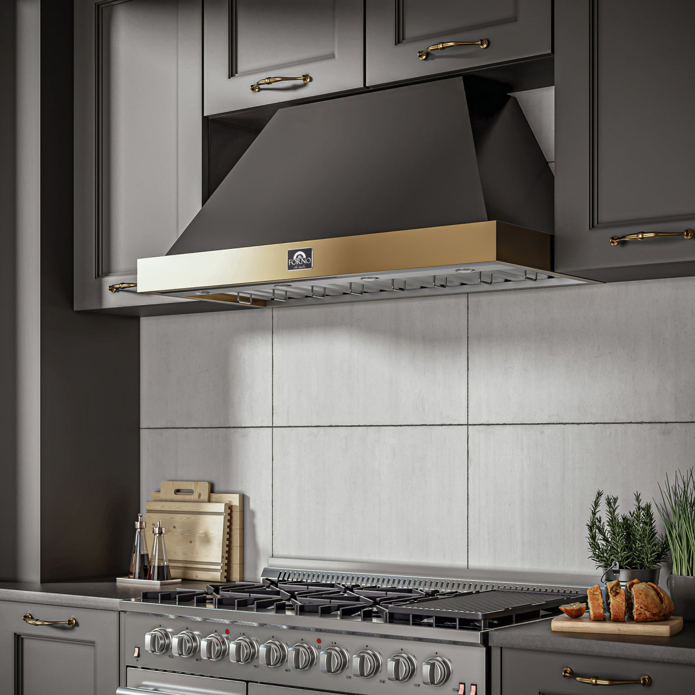 Forno Vittorio Black 48" 600 CFM Wall Mounted Range Hood - FRHWM5078-48BLK
