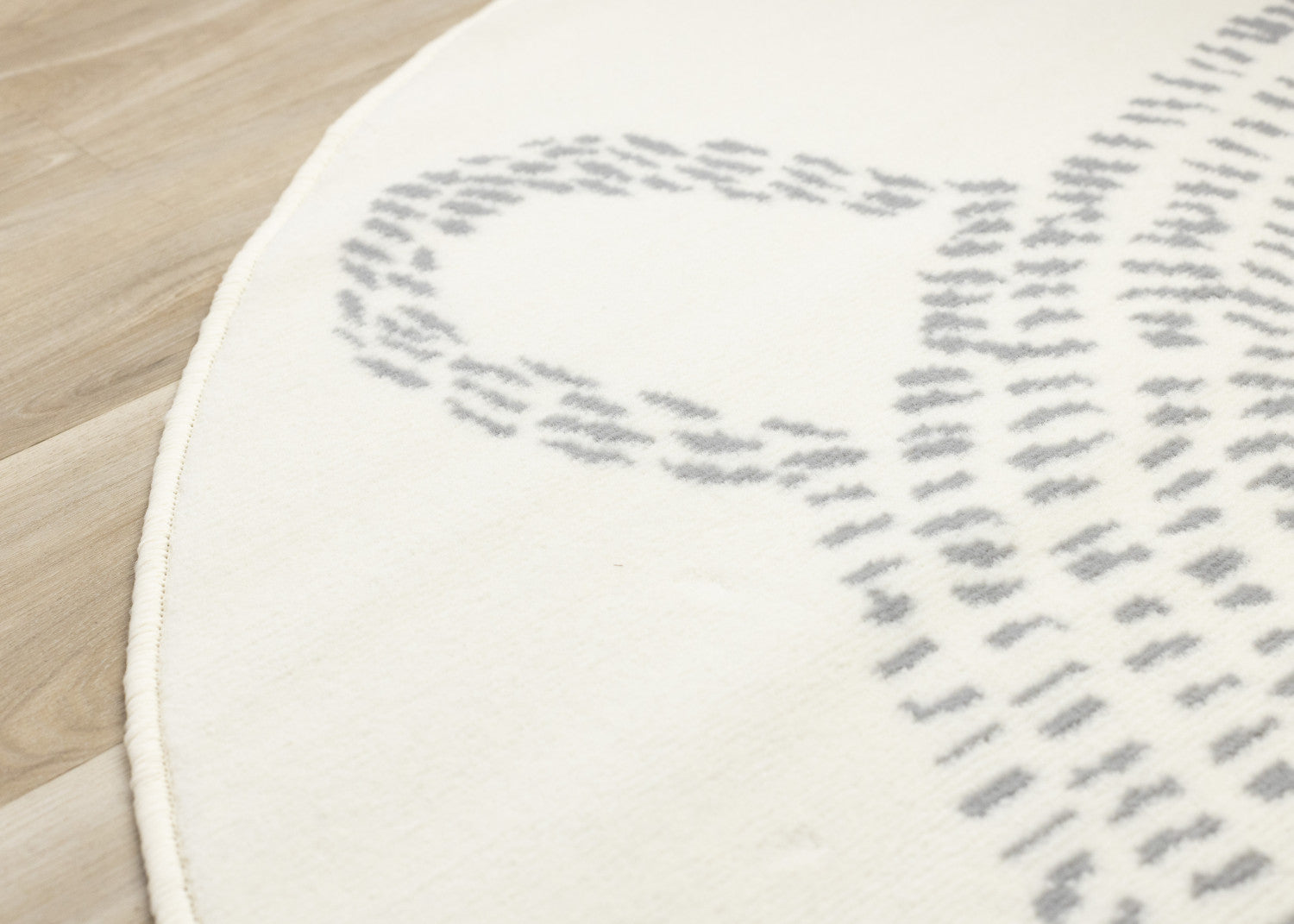 Kids Teddy Bear Area Rug - Cream Grey - 5' X 5' Round