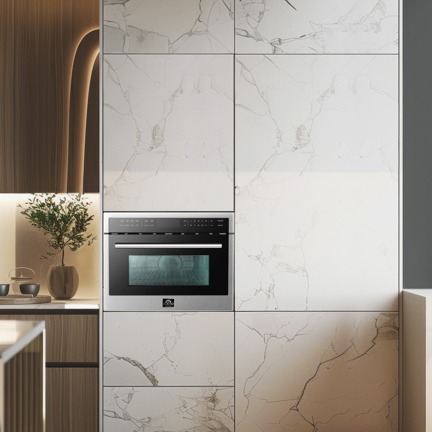 Forno Oliena Stainless Steel 24" Built-In Microwave Convection Oven (1.6 Cu. Ft.) - FMWDR3093-24