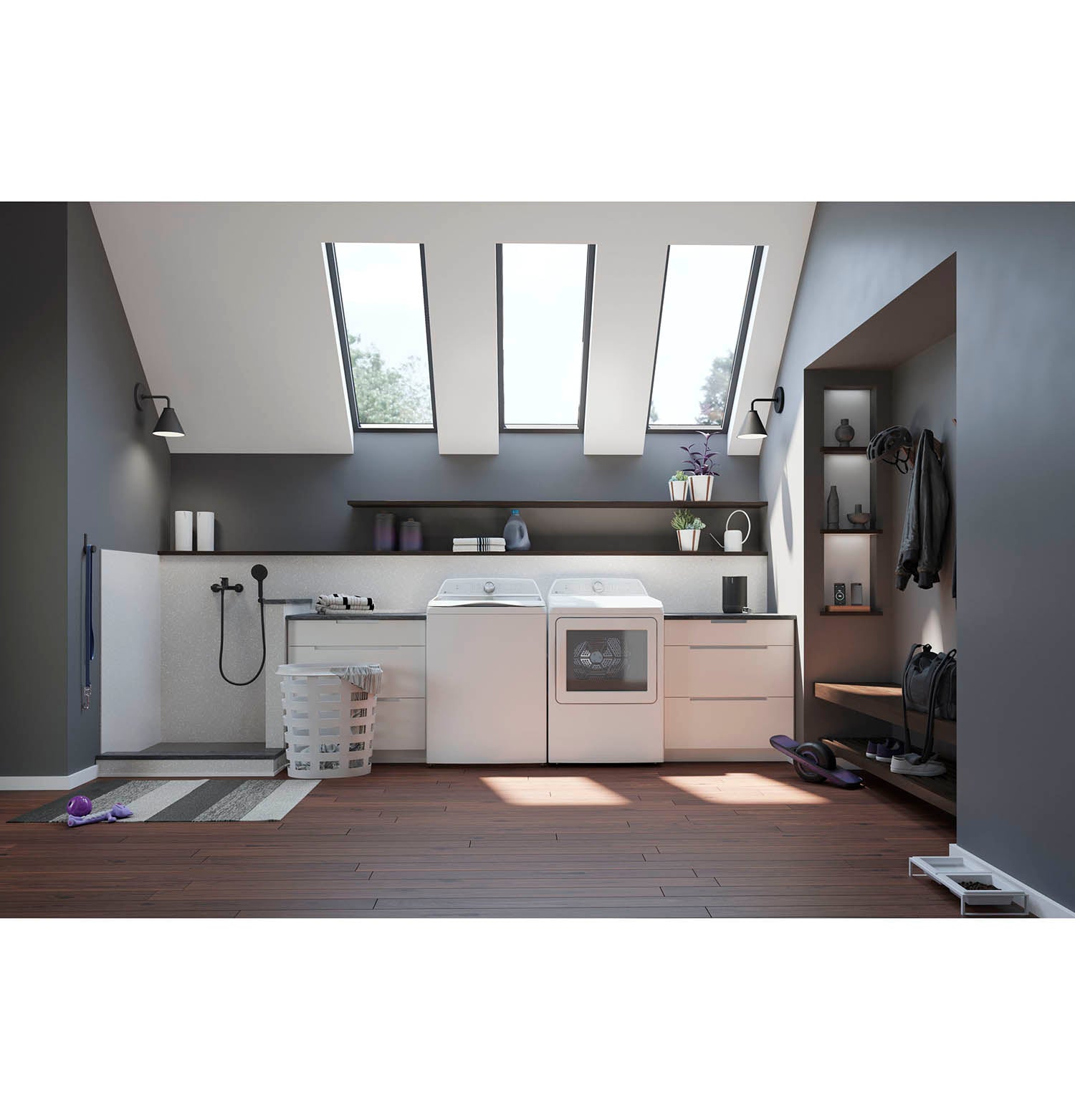 GE Profile White Top Load Washer (5.8 IEC cu. ft.) & GE Profile White Gas Dryer (7.4 cu. ft.) - PTW600BSRWS/PTD60GBSRWS