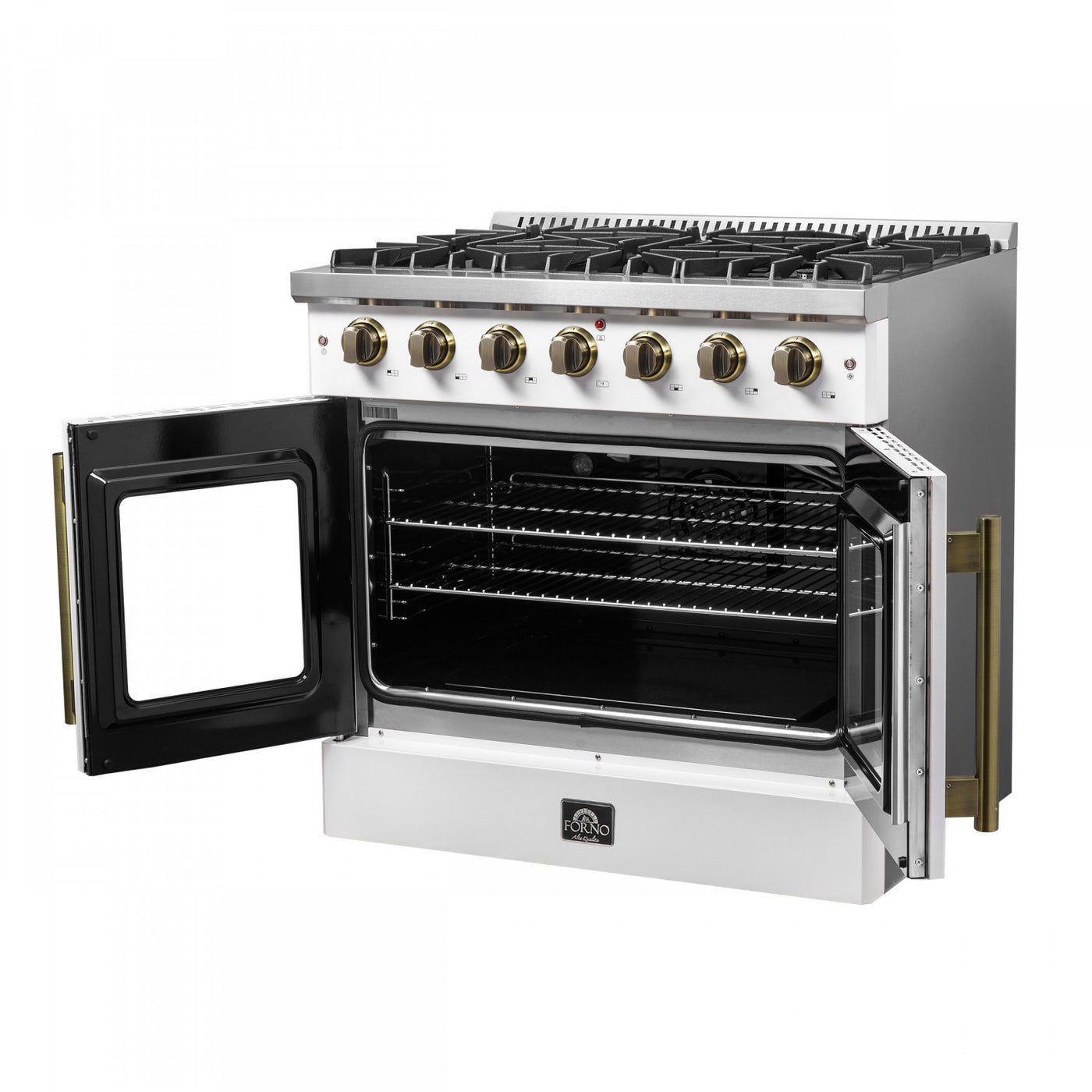 Forno Galiano 36" White French Door Freestanding Gas Range (5.36 Cu. Ft.) - FFSGS6444-36WHT