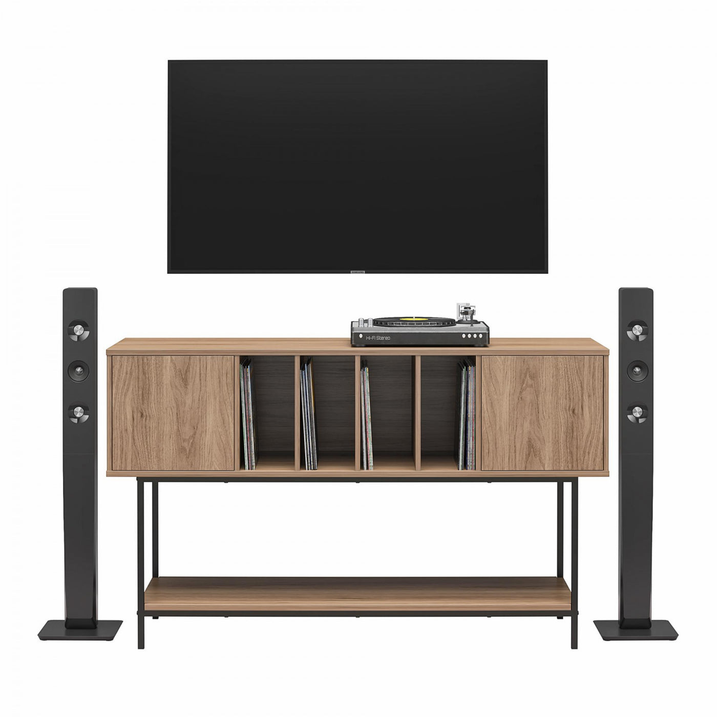 Cooper Media Credenza/DJ Stand - Walnut
