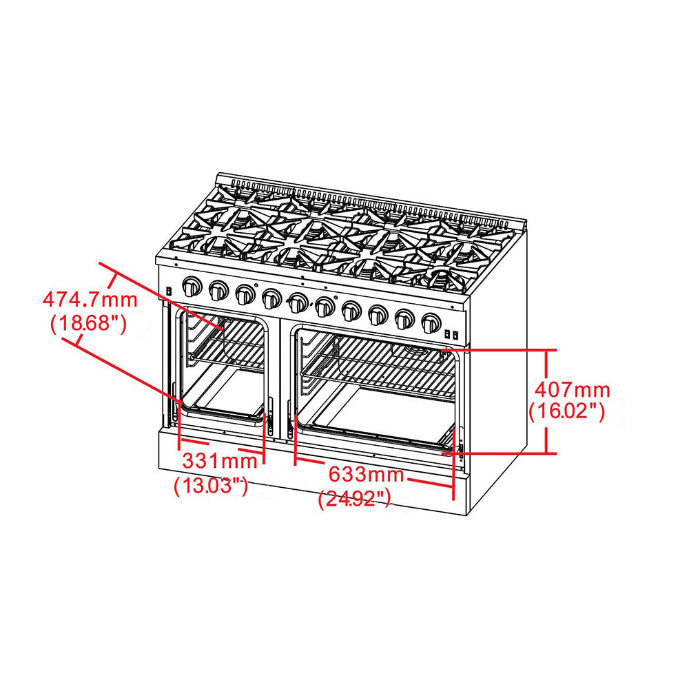 Forno Galiano 48" Stainless Steel Freestanding Double Oven Gas Range (6.58 Cu. Ft.) - FFSGS6244-48
