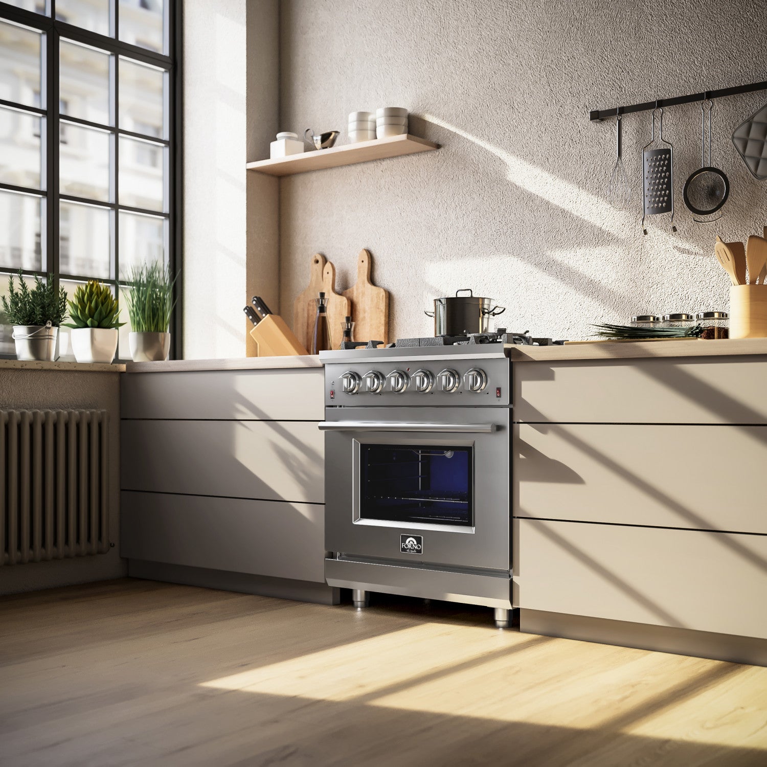 Forno Massimo 30" Stainless Steel Freestanding Gas Range with Air Fry (4.32 Cu. Ft.) - FFSGS6239-30