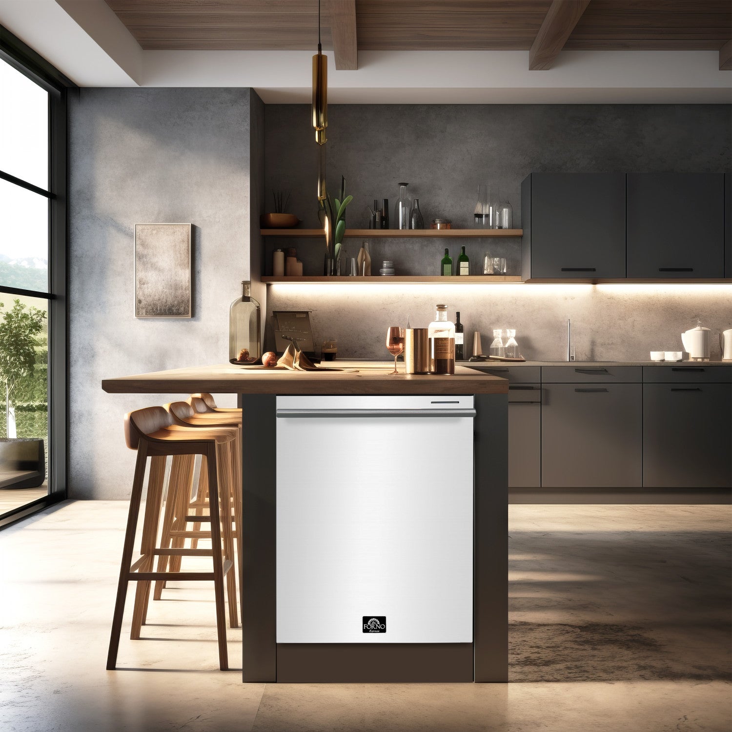 Forno Premium White Kitchen Package with Range, Bottom Freezer Refrigerator, Dishwasher and Range Hood - FBDL-006-03CA