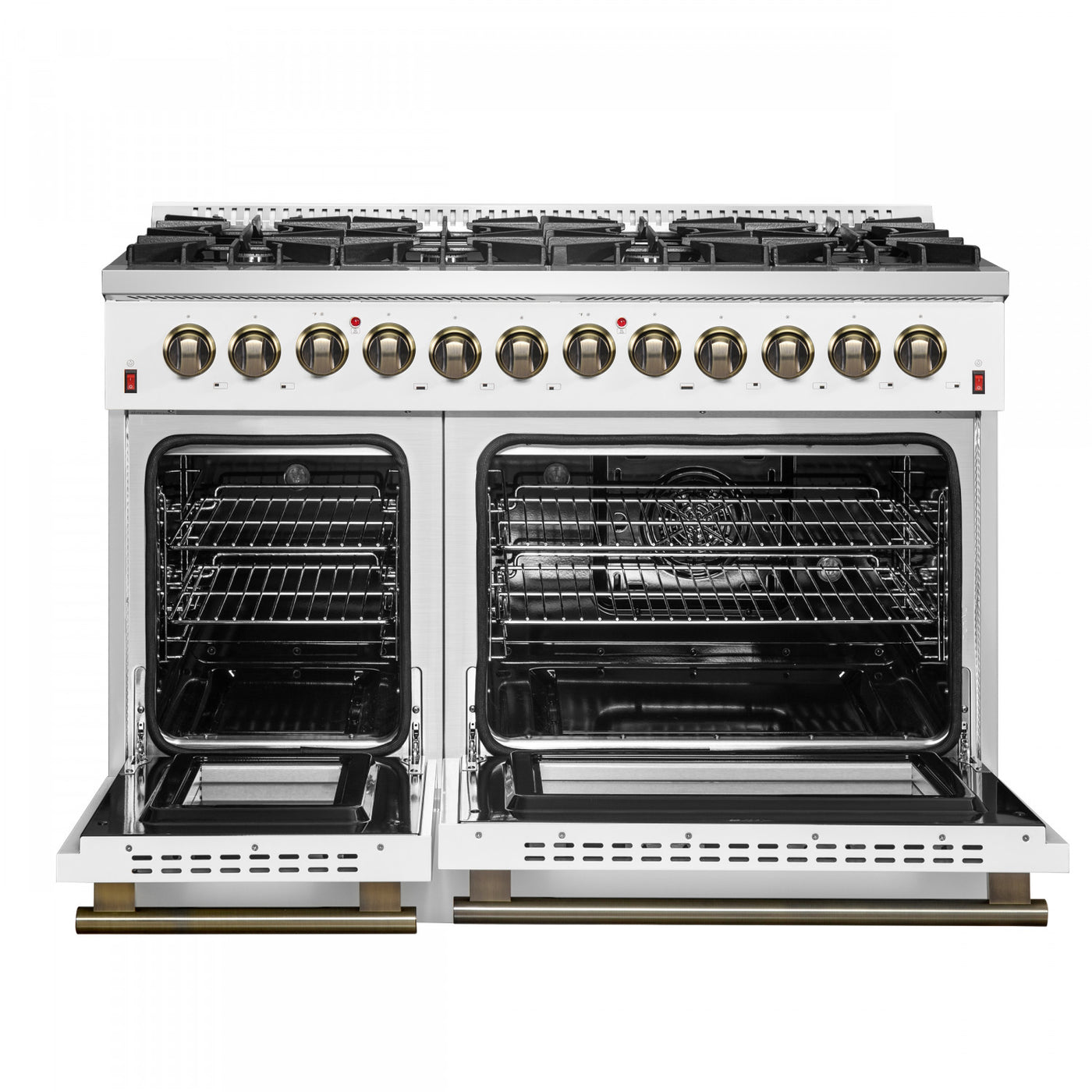 Forno Galiano 48" White Freestanding Dual Fuel Double Oven Range (6.58 Cu. Ft.) - FFSGS6156-48WHT