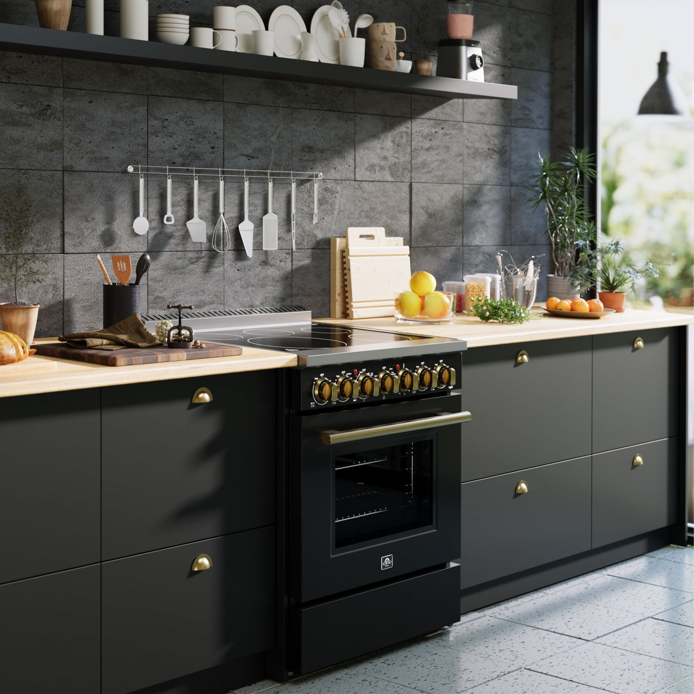 Forno Paolo Black Freestanding Electric Range With True Convection (4.38 Cu. Ft.) - FFSEL6011-30BLK
