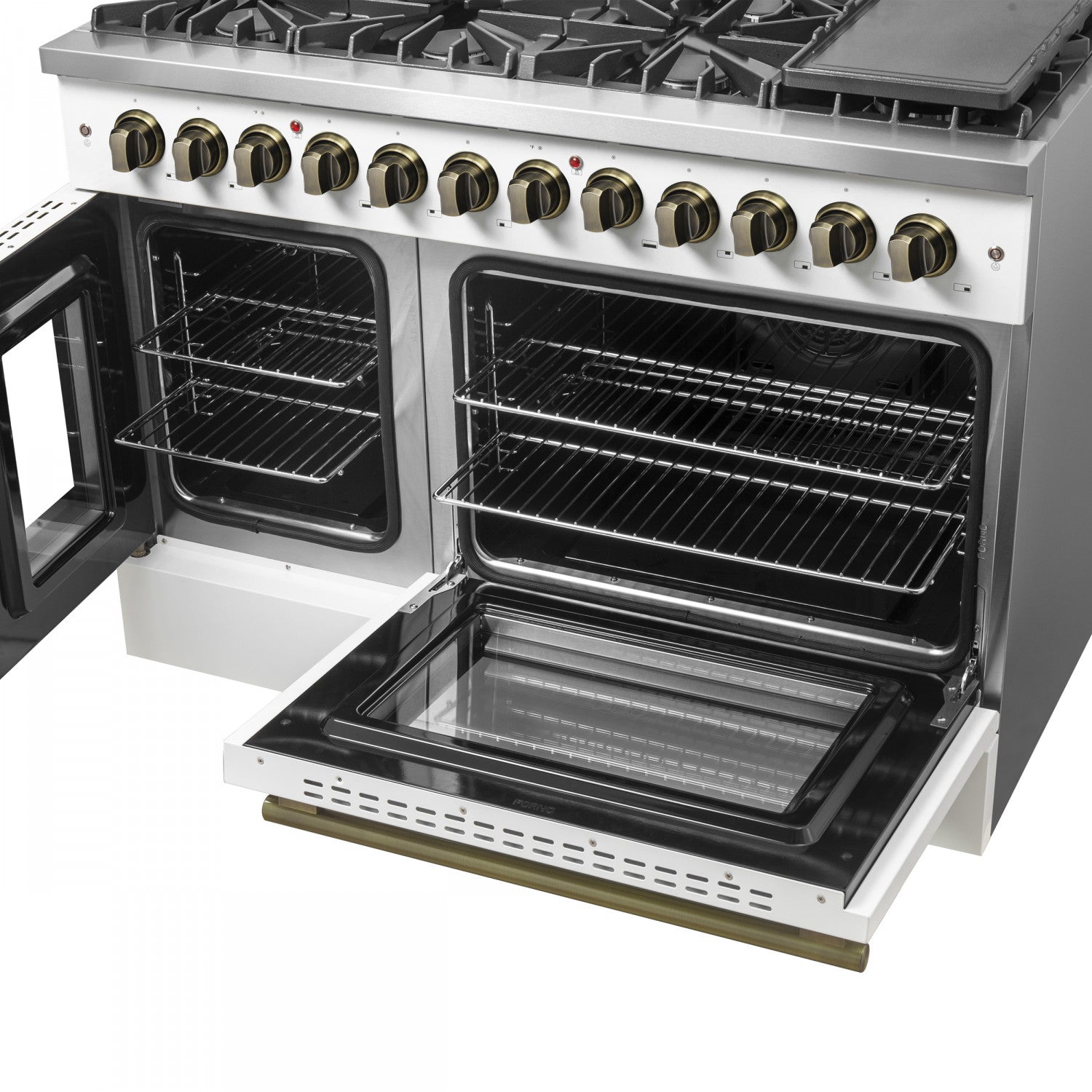 Forno Galiano 48" White Freestanding Dual Fuel Double Oven Range with True Convection (6.58 Cu. Ft.) - FFSGS6356-48WHT