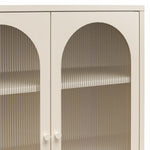 Luna Short 2-Door Metal Accent Cabinet with Fluted Glass - Parchment