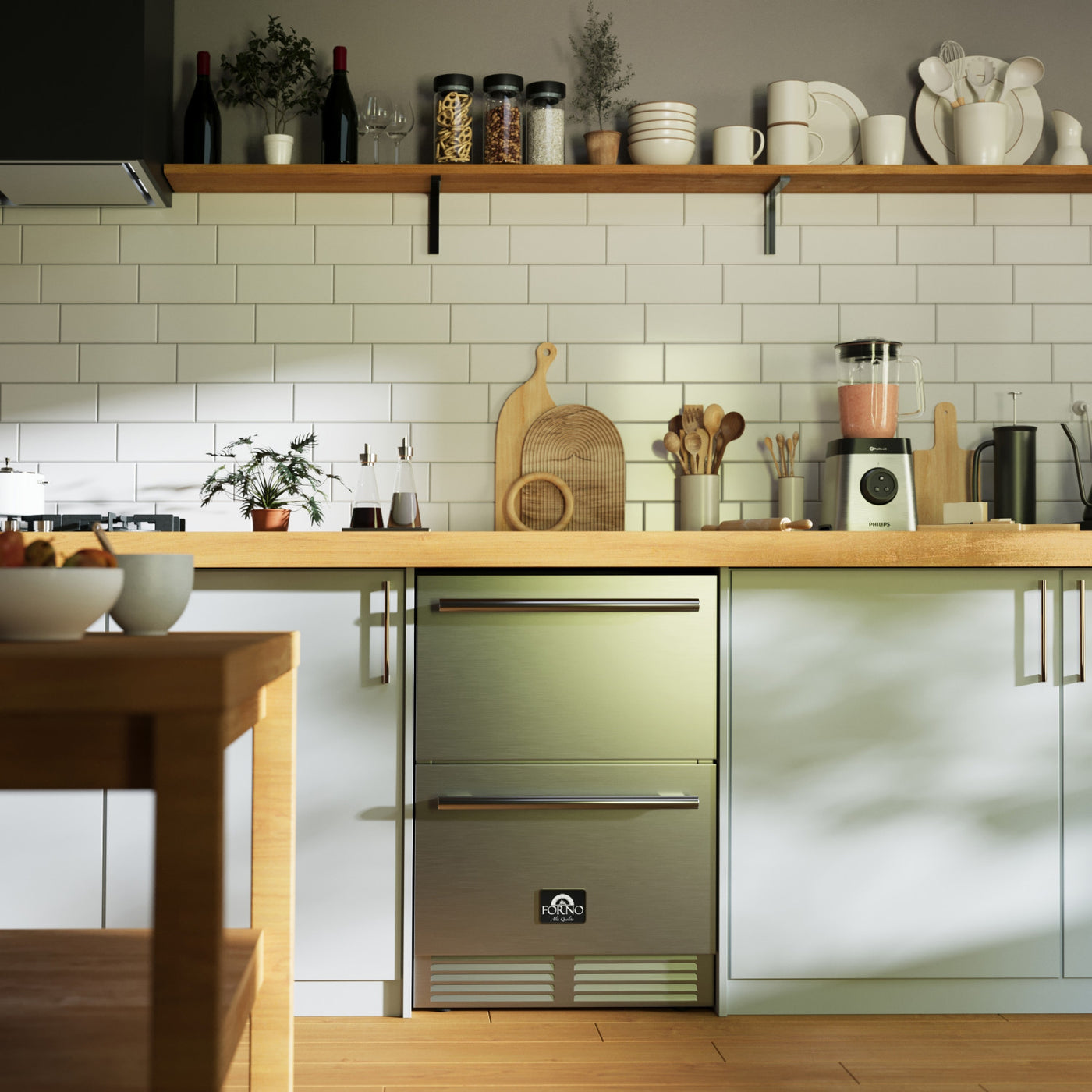 Forno Como Stainless Steel 24" Undercounter Indoor/Outdoor Drawer Refrigerator (4.87 Cu. Ft.) - FDROD1611-24S