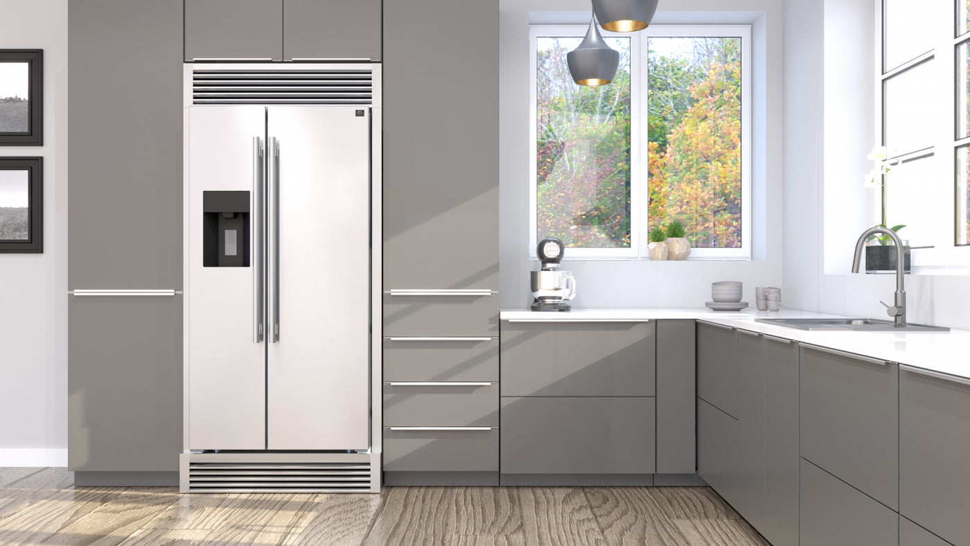 Forno Salerno 40" Stainless Steel Built-in Side-by-Side Refrigerator With Ice & Water Dispenser (20 Cu. Ft.) - FFRBI1844-40SG