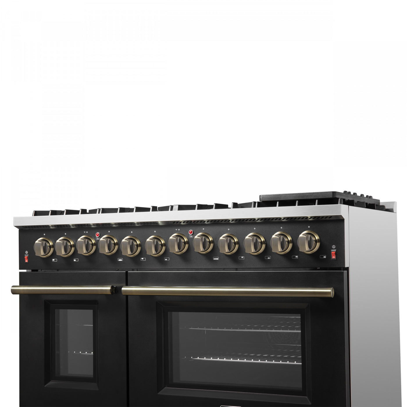 Forno Galiano 48" Black Freestanding Dual Fuel Double Oven Range (6.58 Cu. Ft.) - FFSGS6156-48BLK