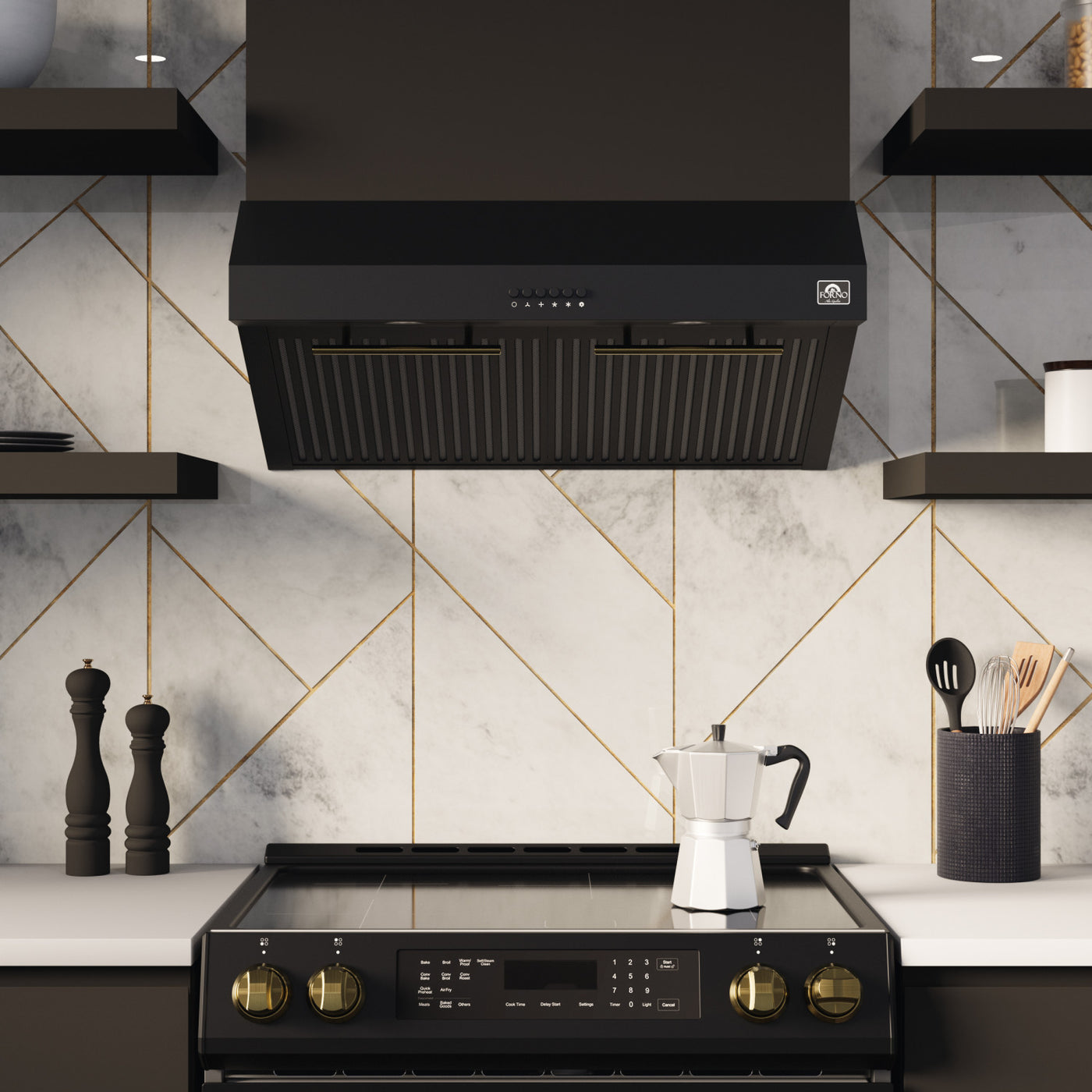 Forno Bari Black 30" 400 CFM Under Cabinet Range Hood - FRHUC5255-30BLK