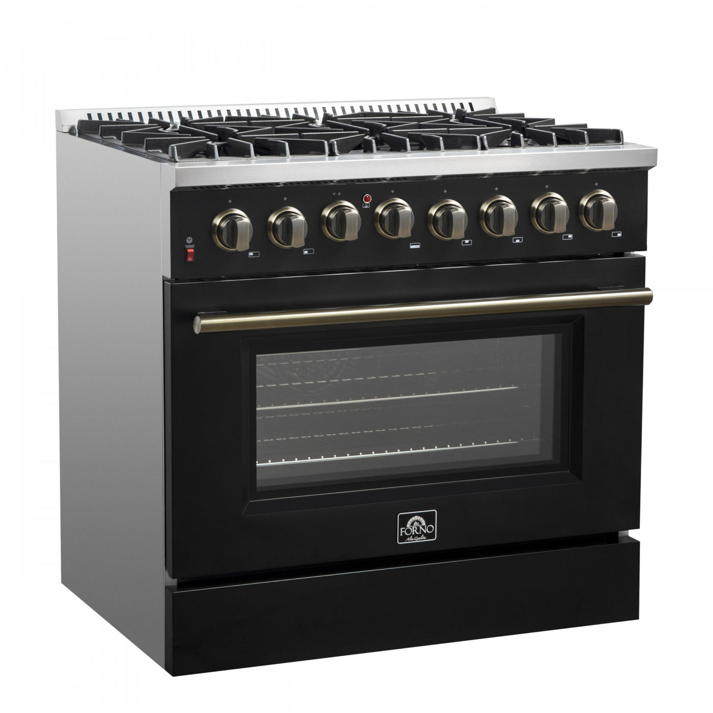 Forno Galiano 36" Black Dual Fuel Range (5.36 Cu. Ft.) - FFSGS6156-36BLK