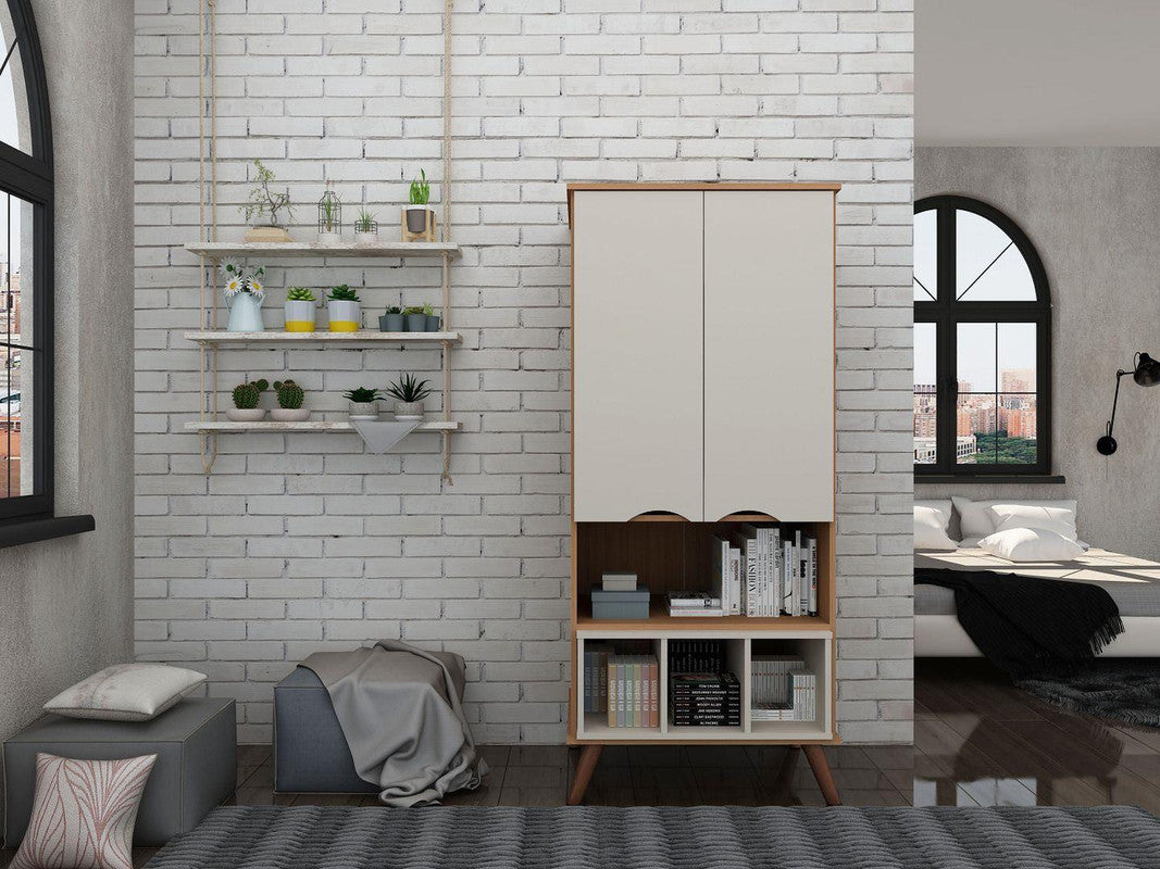 Applesham Display Cabinet - Off White/Maple Cream