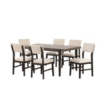 Arabella 7-Piece Dining Set with Upholstered Back- Black, Brown