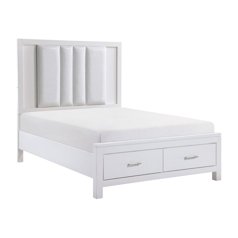Paris 3Piece Queen Storage Bed with LED Lighting White, Silver Leon's