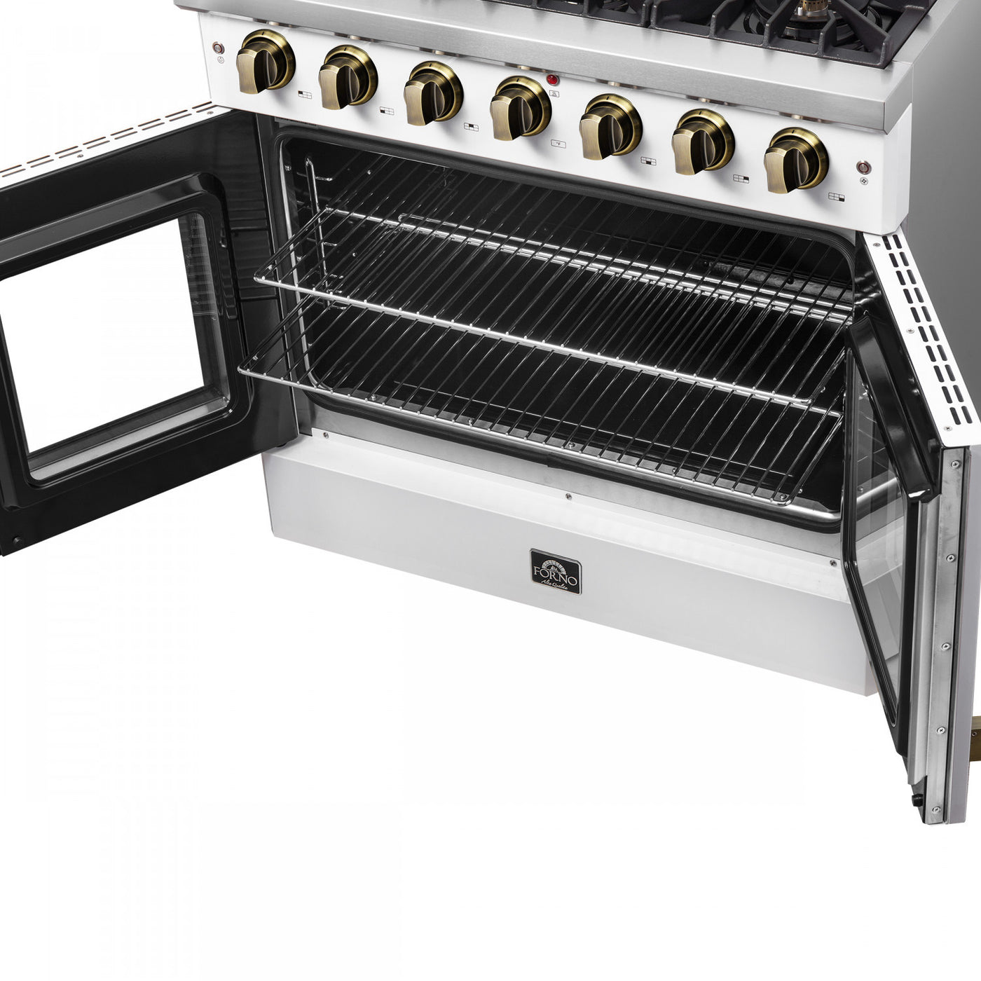Forno Galiano 36" White French Door Freestanding Gas Range (5.36 Cu. Ft.) - FFSGS6444-36WHT