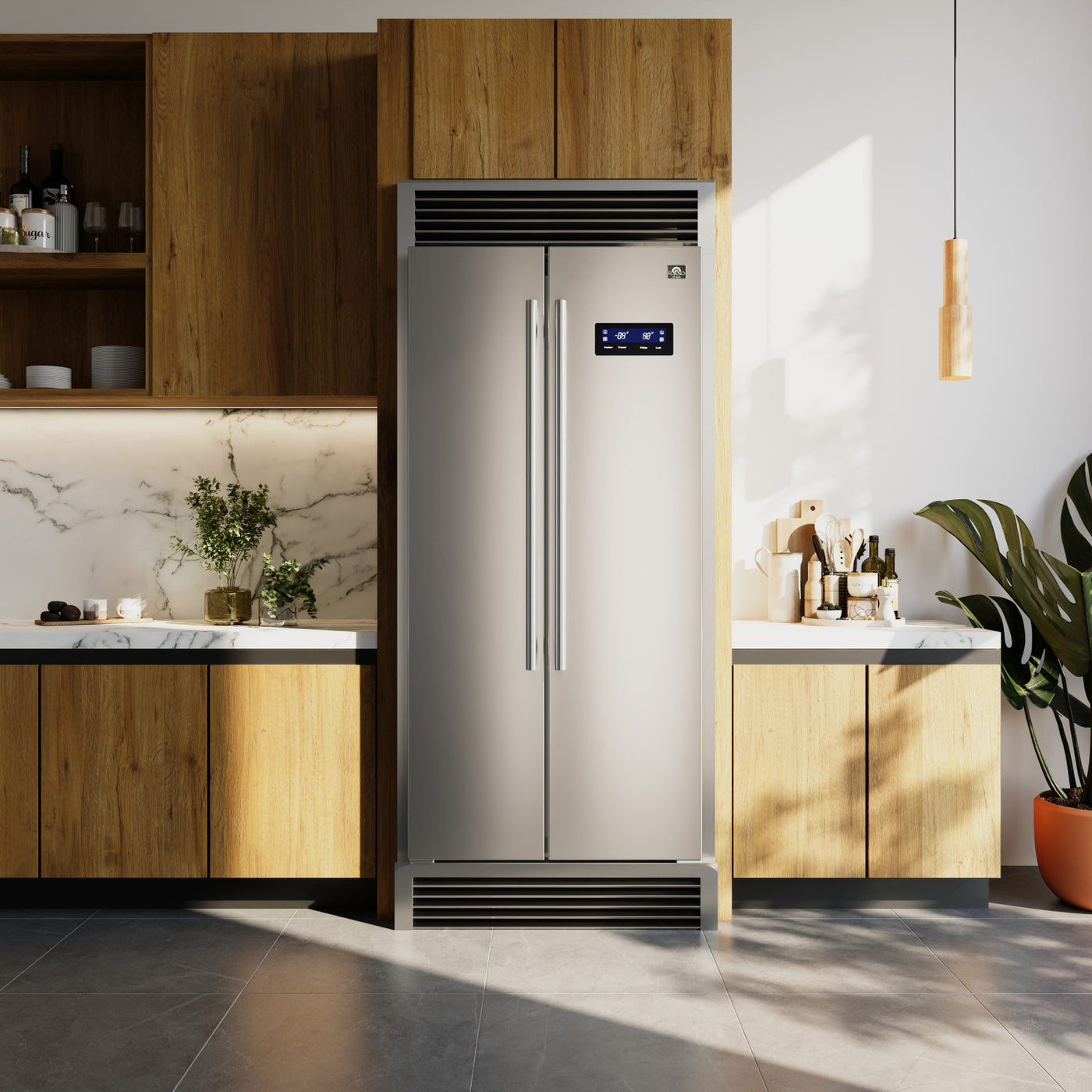 Forno Salerno 33" Stainless Steel Built-in Side-by-Side Refrigerator (15.6 Cu. Ft.) - FFRBI1805-37SG