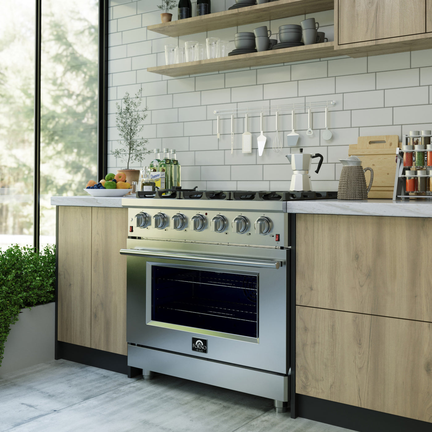 Forno Massimo 36" Stainless Steel Freestanding Gas Range With Air Fry (5.36 Cu. Ft.) - FFSGS6239-36
