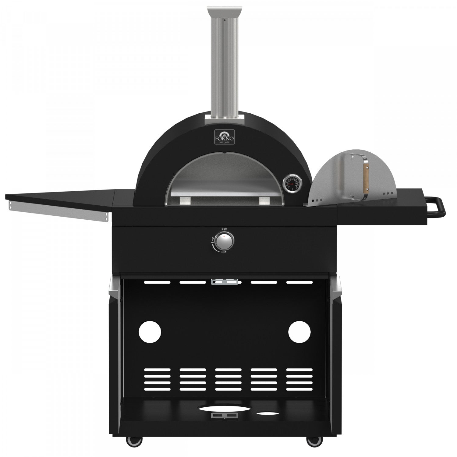 Forno All'Aperto Black Countertop Outdoor Kitchen with 86,600 BTU BBQ, 24" Plancha and 18" Pizza Oven - FODKT2568BLK