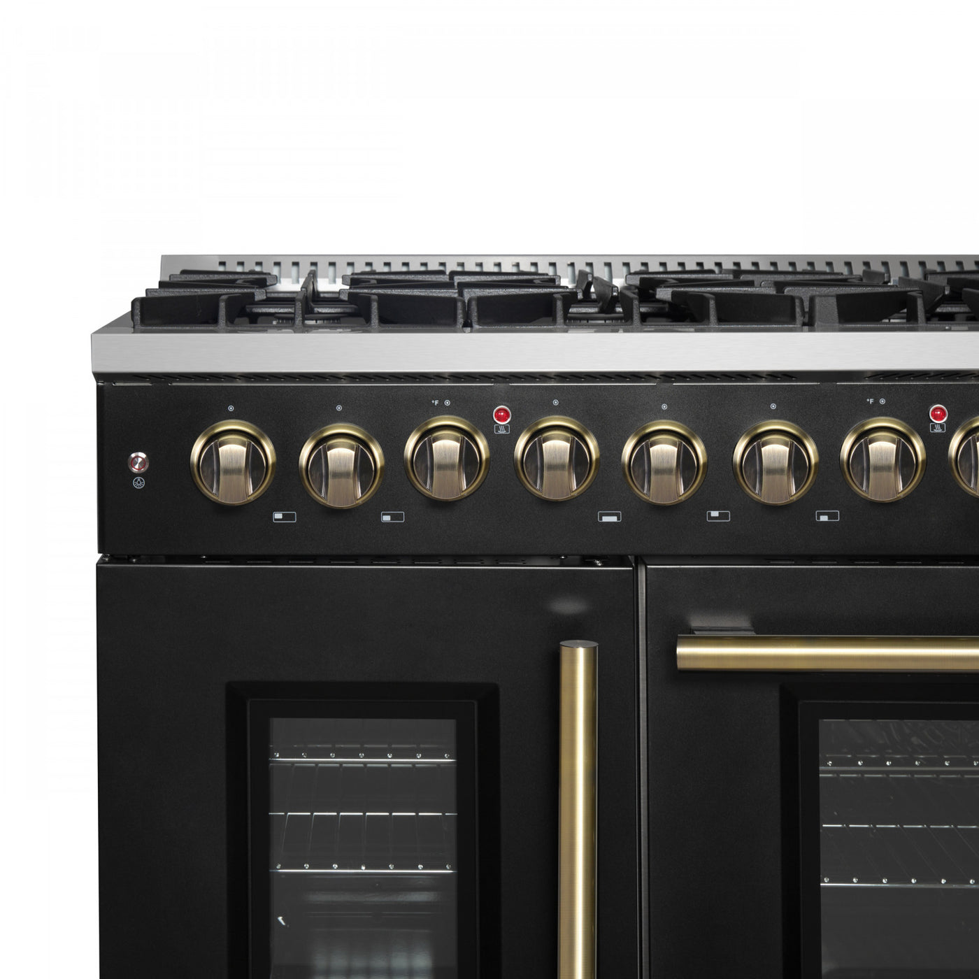 Forno Galiano 48" Black French Door Freestanding Dual Fuel Double Oven Range (6.58 Cu. Ft.) - FFSGS6356-48BLK