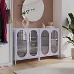 Luna Short 2-Door Metal Accent Cabinet with Fluted Glass - Lilac