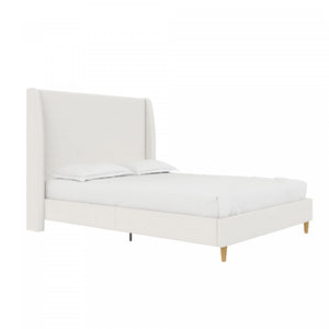 Tess Upholstered Wingback Queen Bed - Ivory Linen