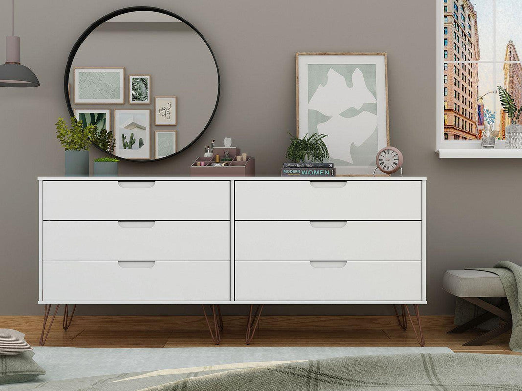 Nuuk 6-Drawer Double Dresser - White