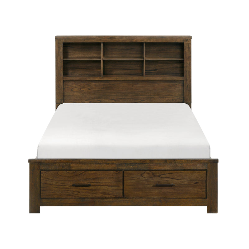 Manor 3Piece Queen Storage Bed with Bookcase Headboard Dark Oak Leon's