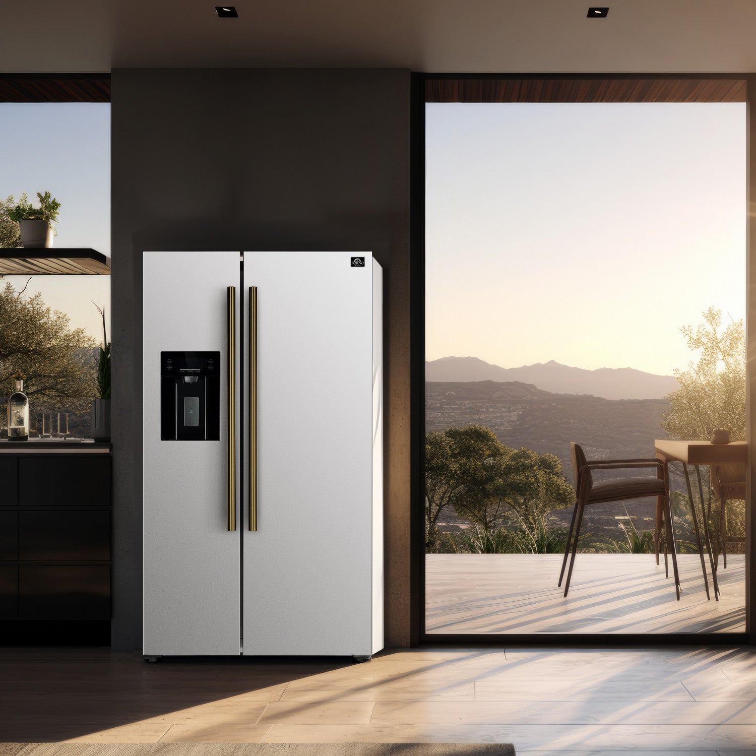 Forno Salerno 36" 20 Cu.Ft. White Side-by-Side Refrigerator with Ice & Water Dispenser - FFRBI1844-36WHT