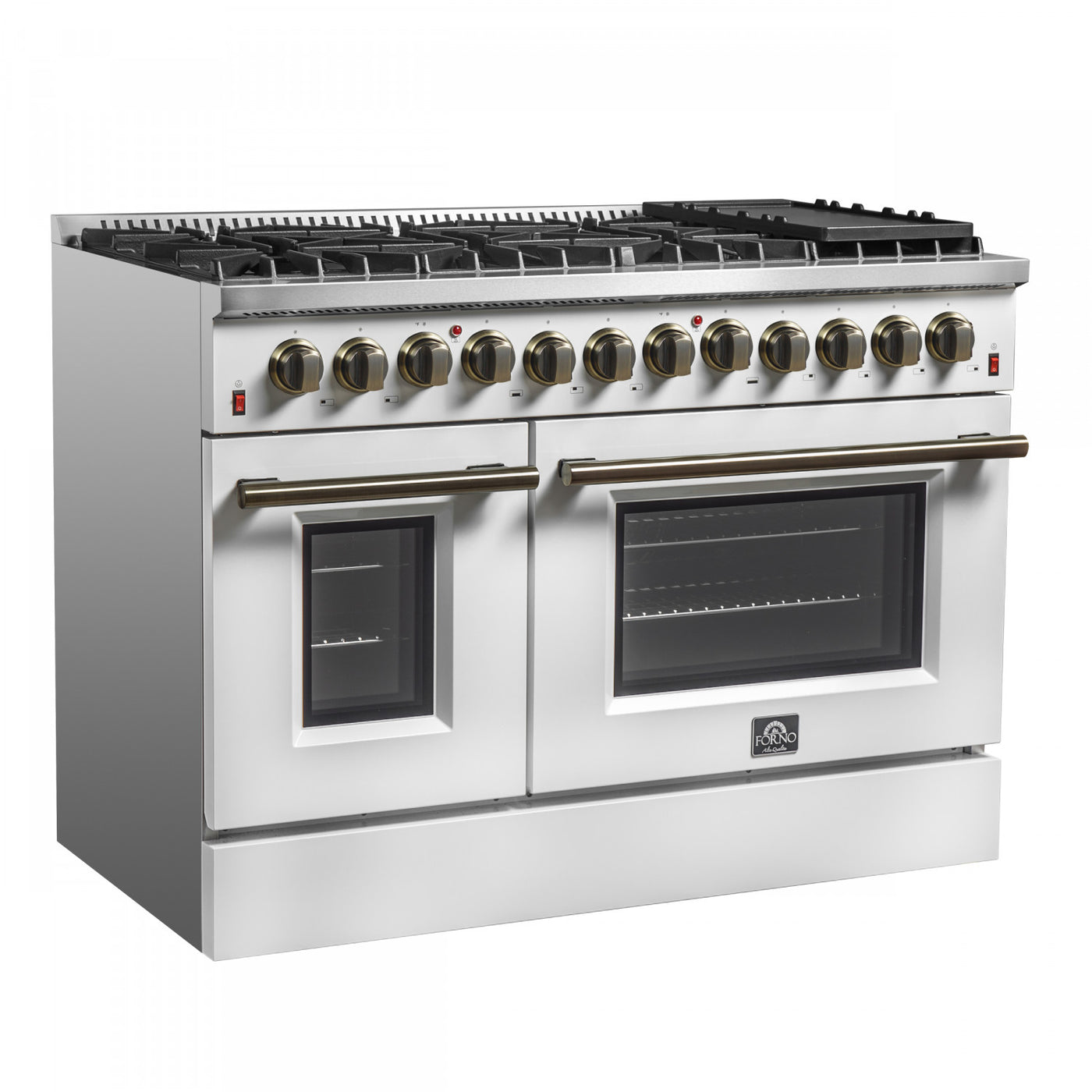 Forno Galiano 48" White Freestanding Dual Fuel Double Oven Range (6.58 Cu. Ft.) - FFSGS6156-48WHT