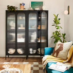 Luna Tall 2-Door Accent Cabinet with Fluted Glass - Lilac