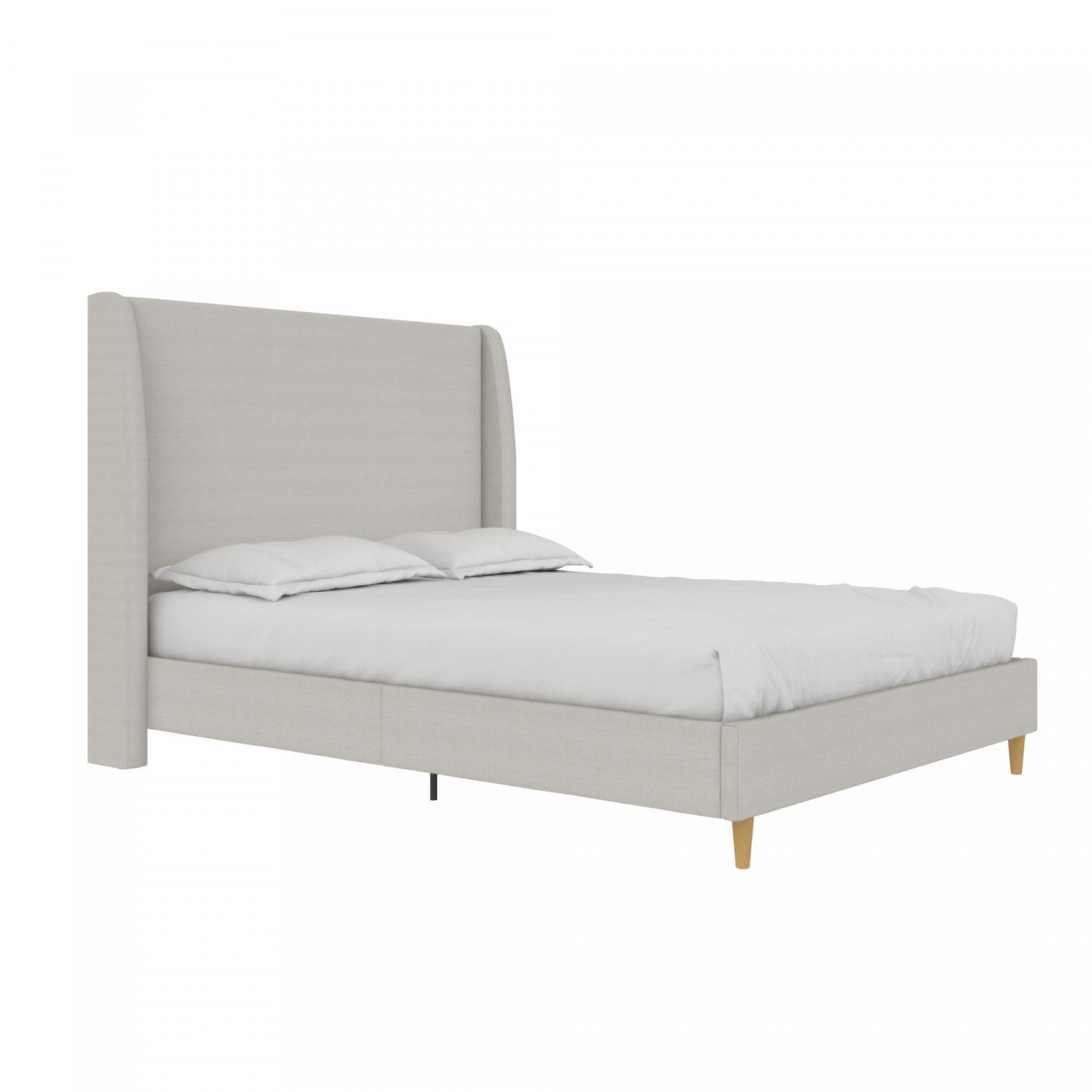 Tess Upholstered Wingback Queen Bed - Whiskey Gray Linen