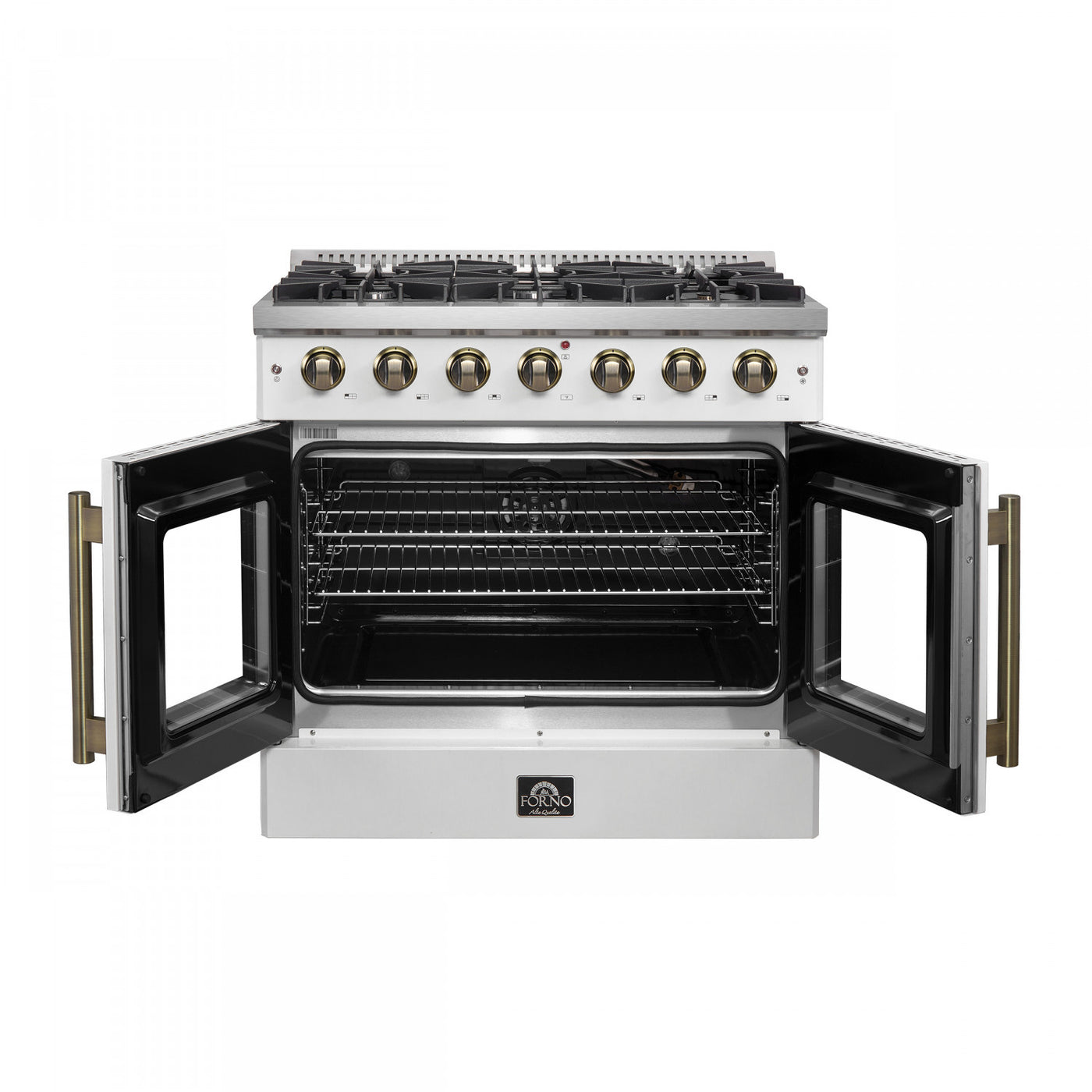 Forno Galiano 36" White French Door Freestanding Gas Range (5.36 Cu. Ft.) - FFSGS6444-36WHT