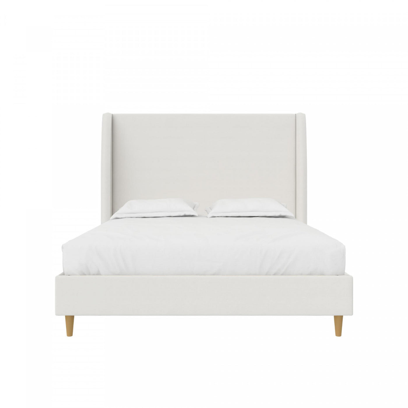Tess Upholstered Wingback Queen Bed - Ivory Linen