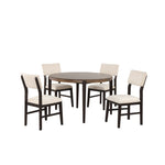 Arabella 5-Piece Round Dining Set with Upholstered Back - Black, Brown
