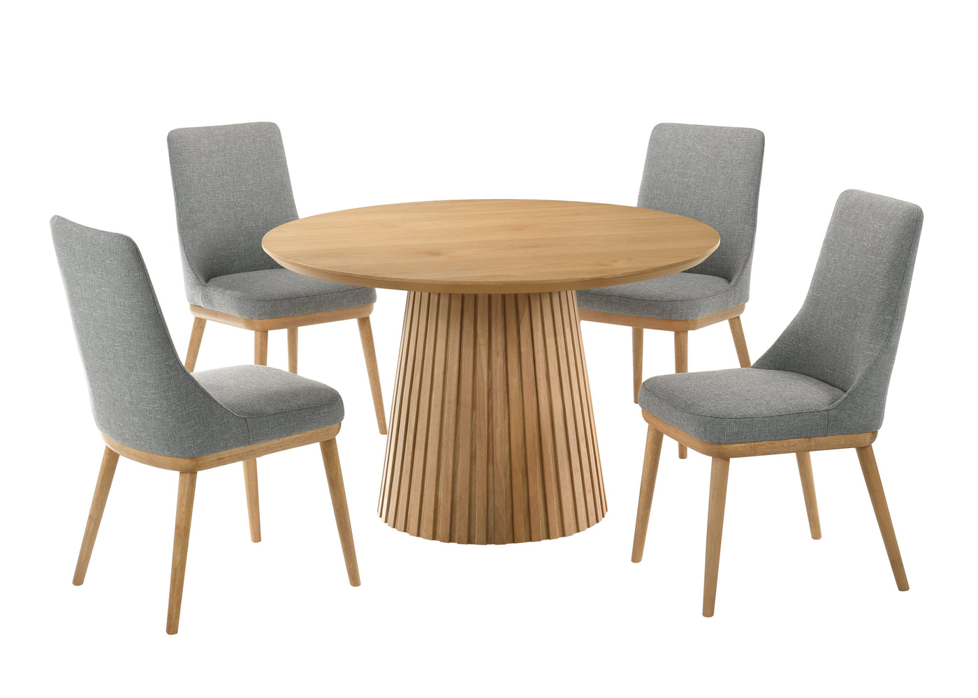 Mikael 5-Piece Round Dining Set - Grey, Light Oak