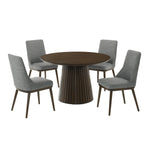 Mikael 5-Piece Round Dining Set - Grey, Weathered Oak