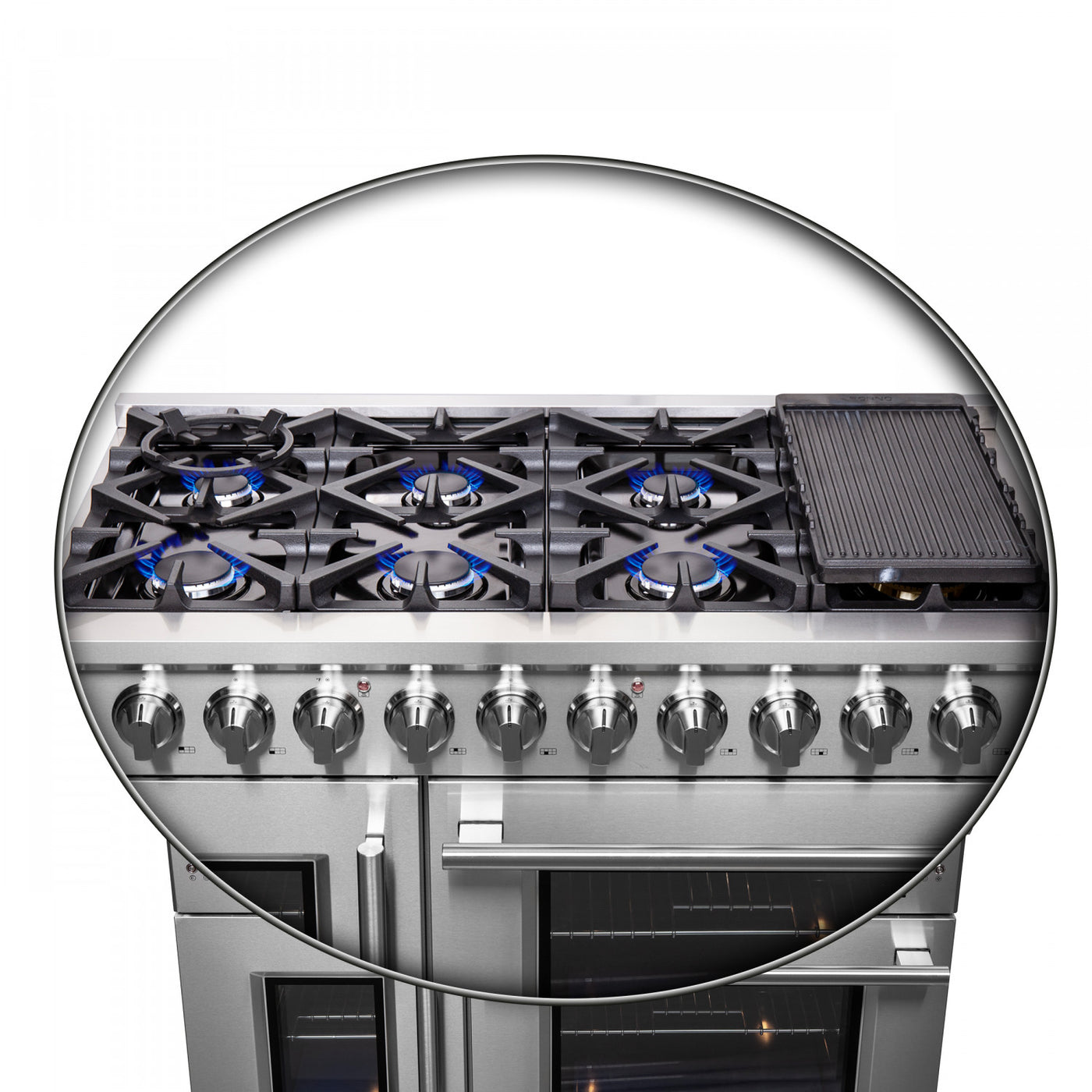 Forno Massimo 48" Stainless Steel French Door Freestanding Double Oven Gas Range (6.58 Cu. Ft.) - FFSGS6439-48