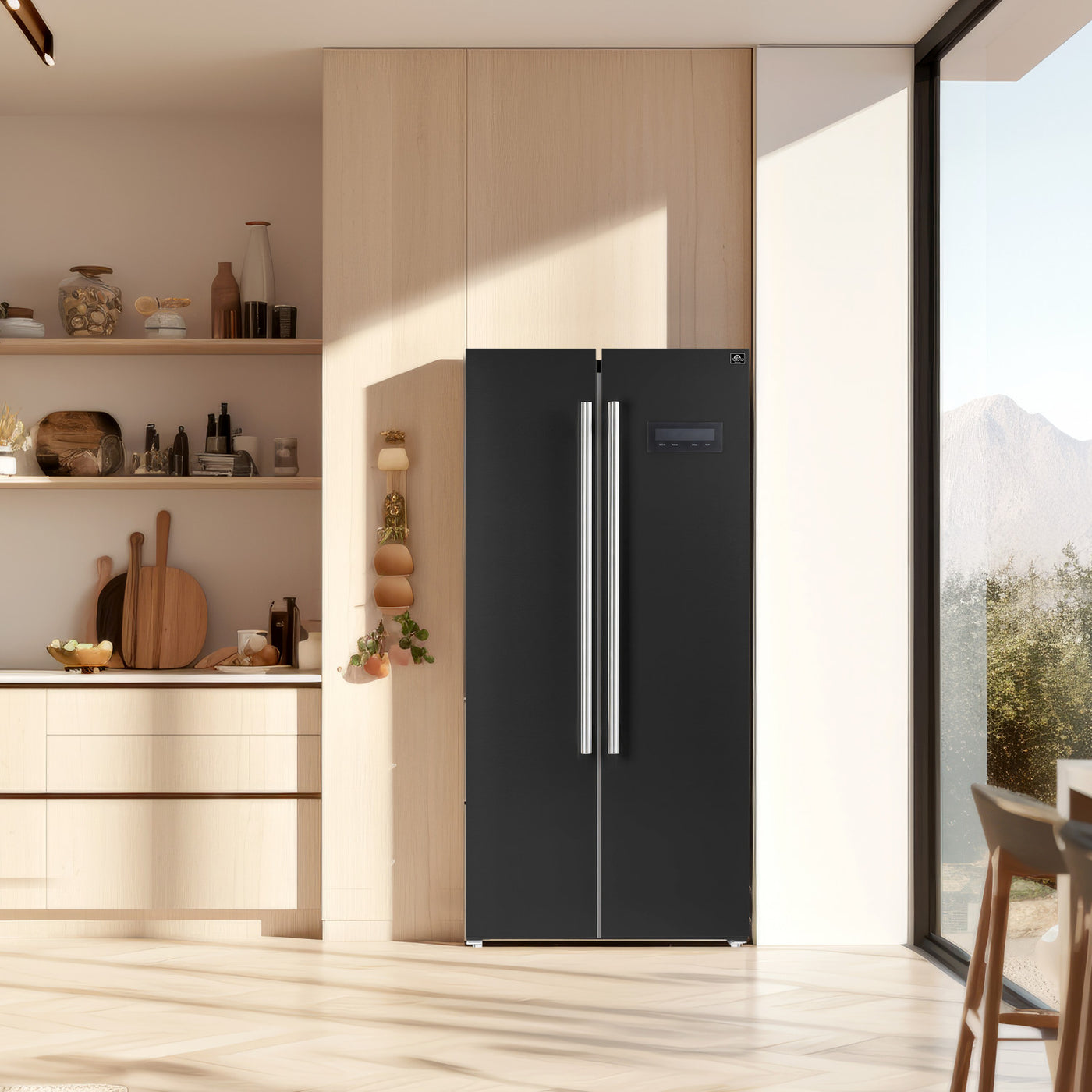 Forno Salerno 33" Black Freestanding Side-by-side Refrigerator (15.6 Cu. Ft.) - FFRBI1805-33BLK