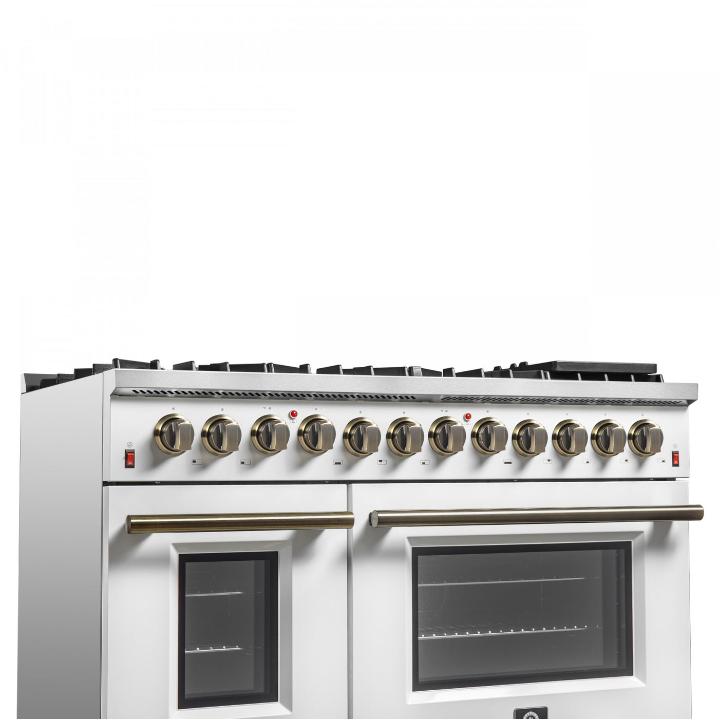 Forno Galiano 48" White Freestanding Dual Fuel Double Oven Range (6.58 Cu. Ft.) - FFSGS6156-48WHT