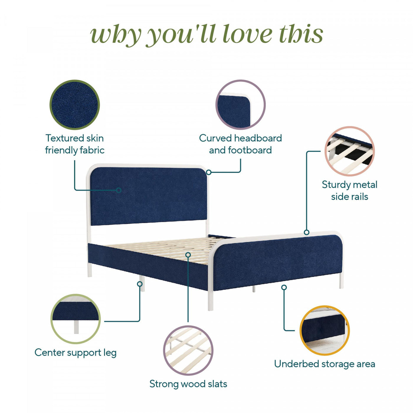 Novogratz Tallulah Upholstered Queen Platform Bed - Navy