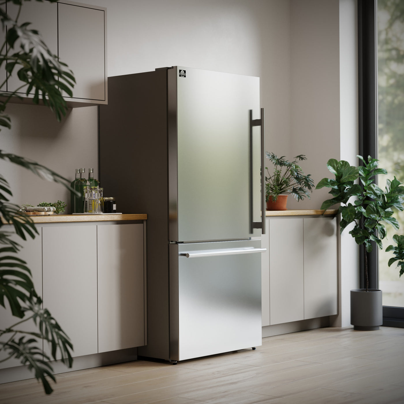 Forno Milano 31" Stainless Steel Bottom Freezer Refrigerator With Left Swing Door (17.2 Cu. Ft.) - FFFFD1786-31S