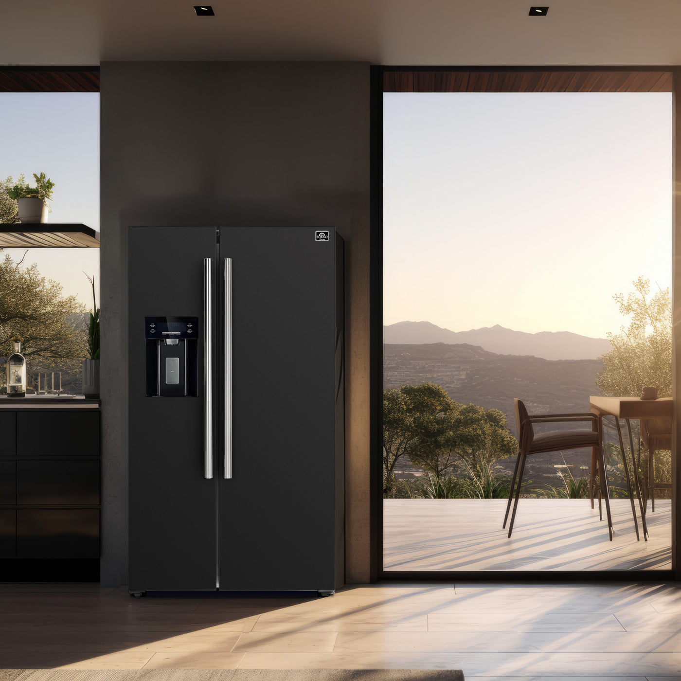 Forno Salerno 36" Black Side-by-side Refrigerator With Ice & Water Dispenser (20 Cu. Ft.) - FFRBI1844-36BLK