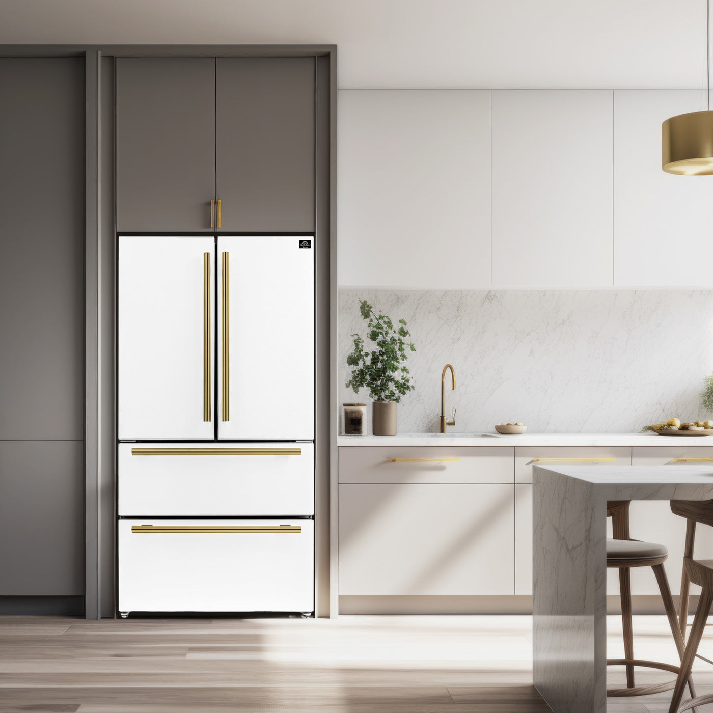 Forno Moena White Counter-Depth French Door Refrigerator with Ice Maker (19.2 Cu. Ft.) - FFRBI1820-36WHT