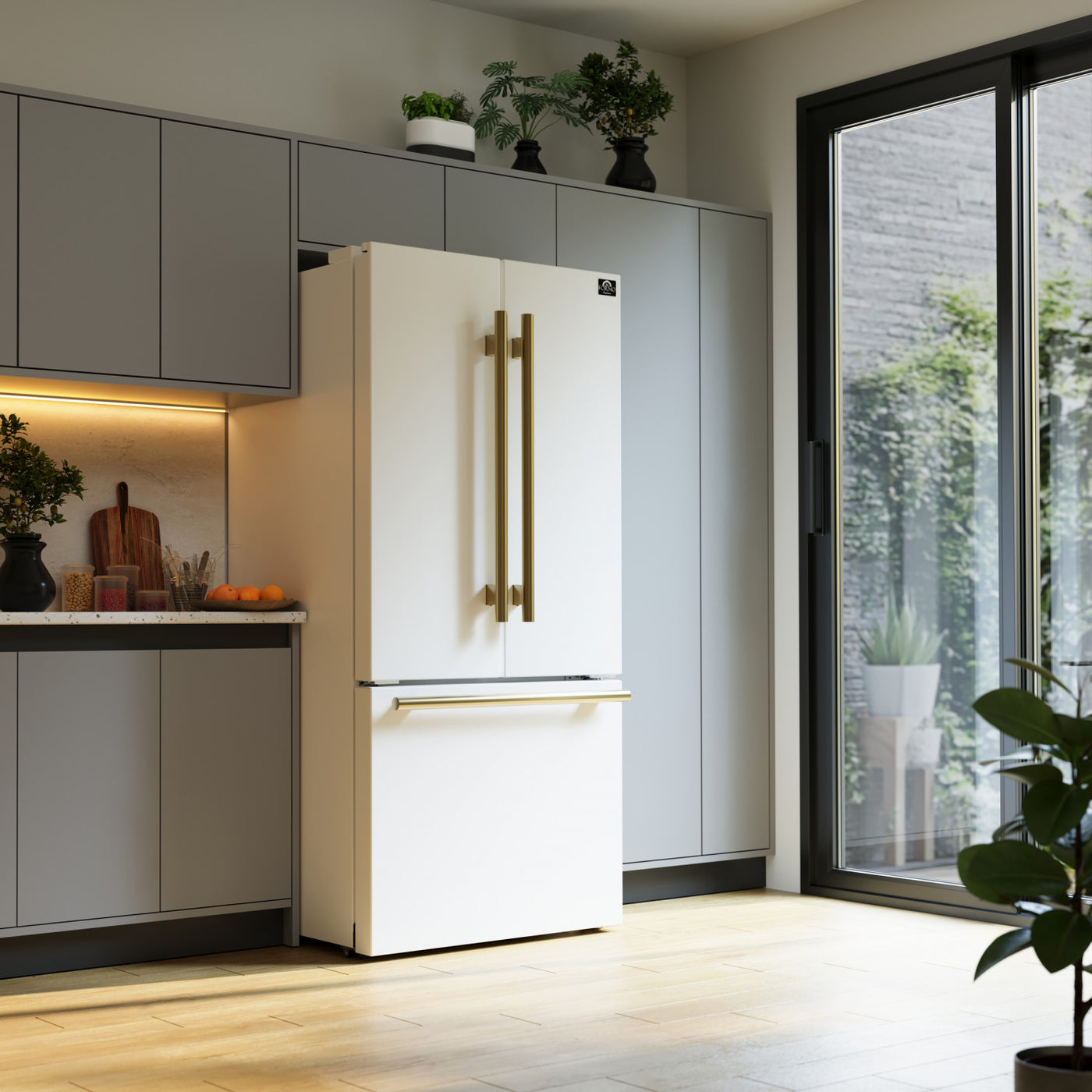 Forno Gallipoli White French Door Refrigerator with Ice Maker (17.5 Cu. Ft.) - FFFFD1974-31WHT