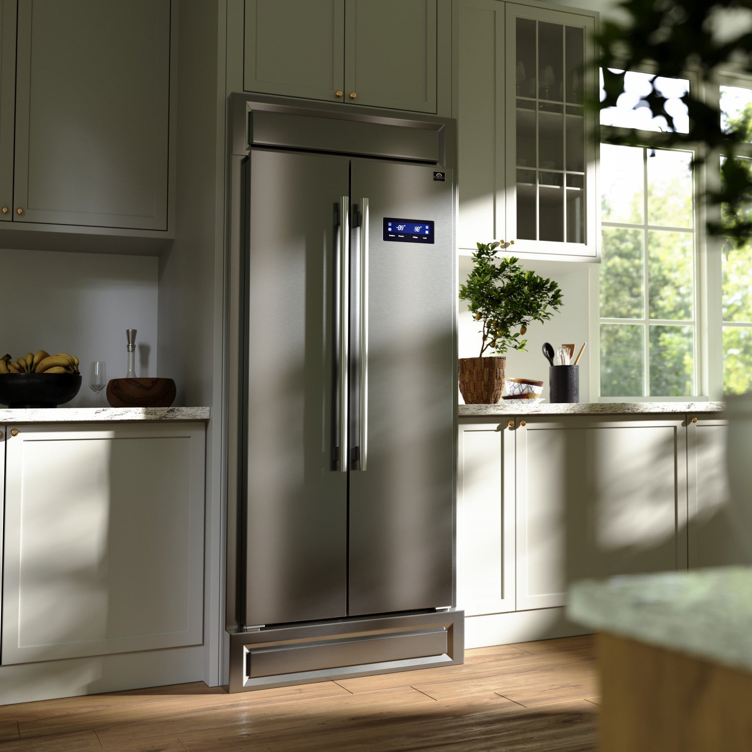 Forno Salerno 33" 15.6 Cu.Ft. Stainless Steel Built-in Side-by-Side Refrigerator - FFRBI1805-37MG