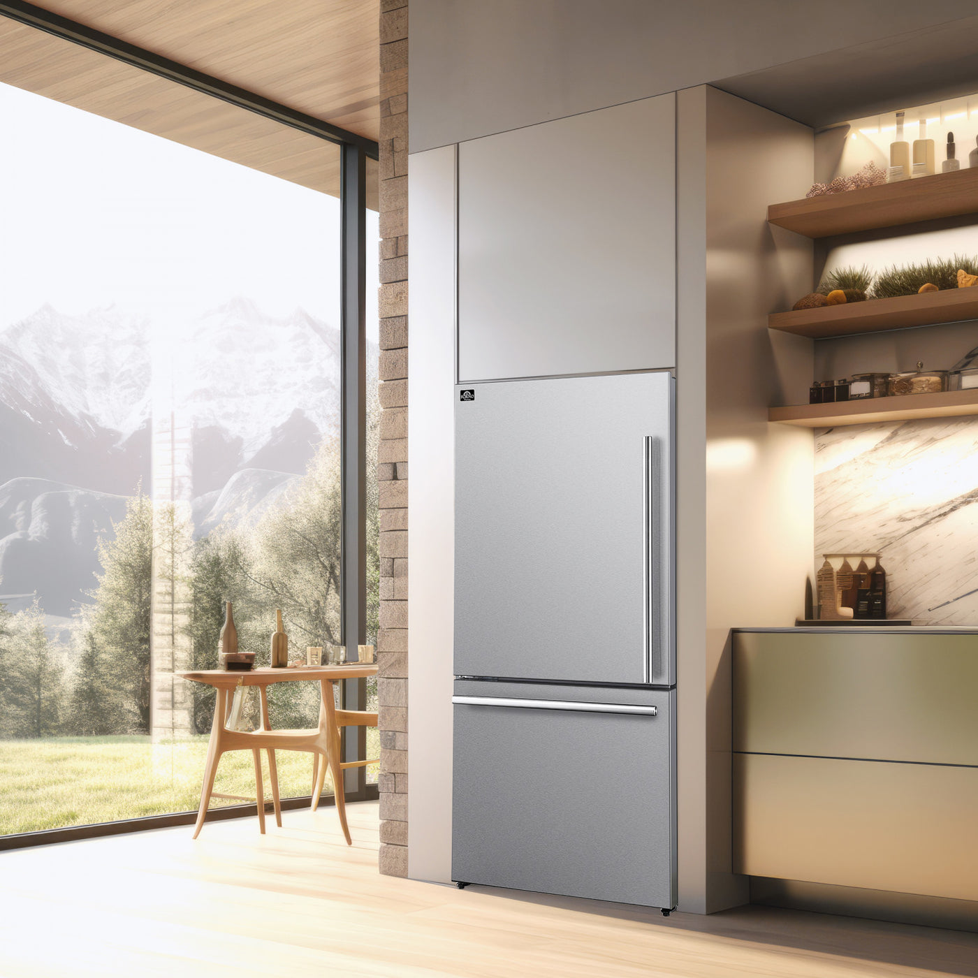 Forno Milano 31" Stainless Steel Bottom Freezer Refrigerator With Left Swing Door (17.2 Cu. Ft.) - FFFFD1786-31S