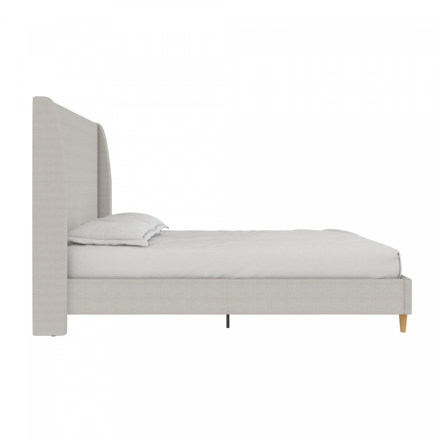 Tess Upholstered Wingback Queen Bed - Whiskey Gray Linen